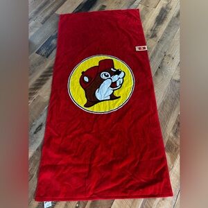 NWT Buc-ee's Red Logo Beach Towel. Size 35 inches X 70 inches cotton Beaver
